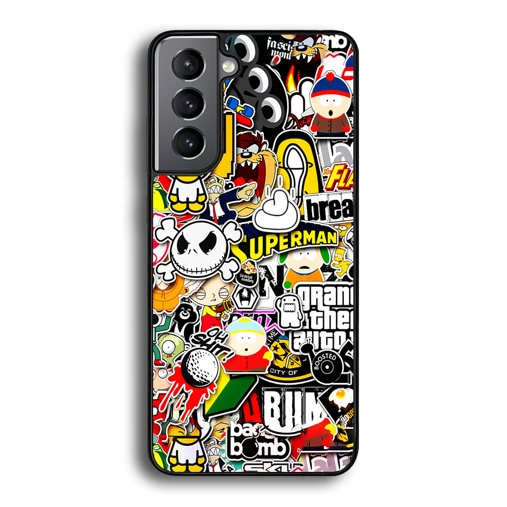 Sticker Collection Image Samsung Galaxy S21 Case-Phone Case-Rubber Black (2D Case)-Altracase