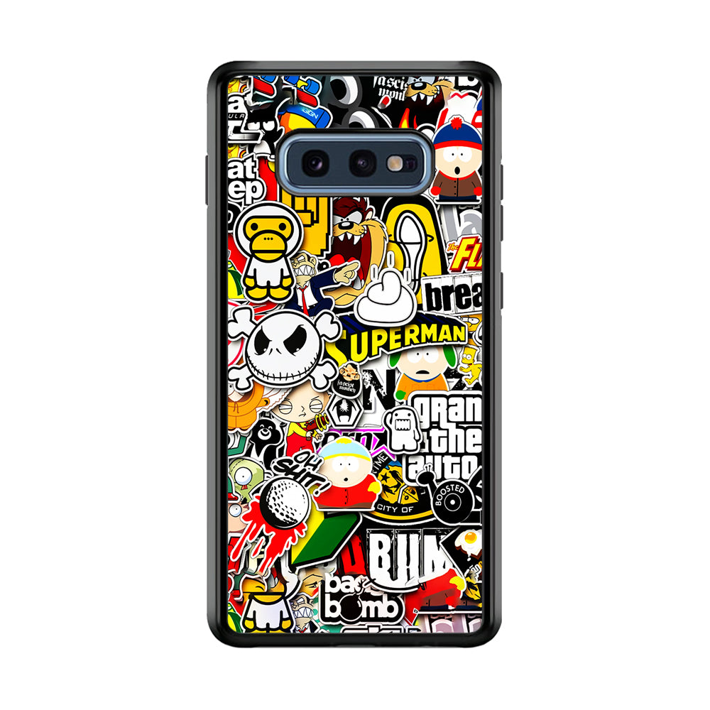 Sticker Collection Image Samsung Galaxy S10E Case-Phone Case-Rubber Black (2D Case)-Altracase