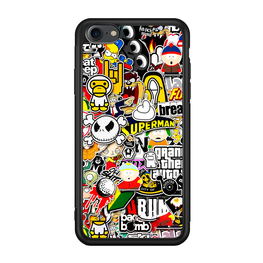 Sticker Collection Image iPhone SE 2020 Case-Phone Case-Rubber Black (2D Case)-Altracase
