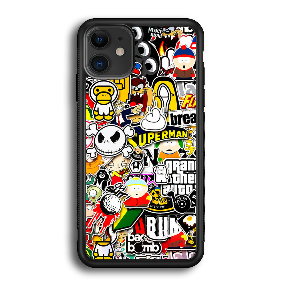 Sticker Collection Image iPhone 12 Case-Phone Case-Rubber Black (2D Case)-Altracase