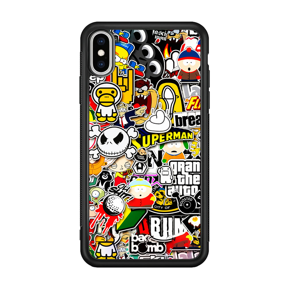 Sticker Collection Image iPhone Xs Case-Phone Case-Rubber Black (2D Case)-Altracase