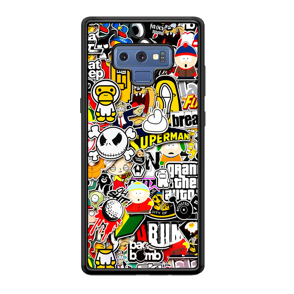 Sticker Collection Image Samsung Galaxy Note 9 Case-Phone Case-Rubber Black (2D Case)-Altracase