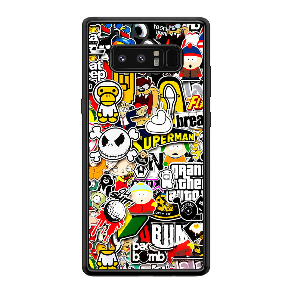 Sticker Collection Image Samsung Galaxy Note 8 Case-Phone Case-Rubber Black (2D Case)-Altracase