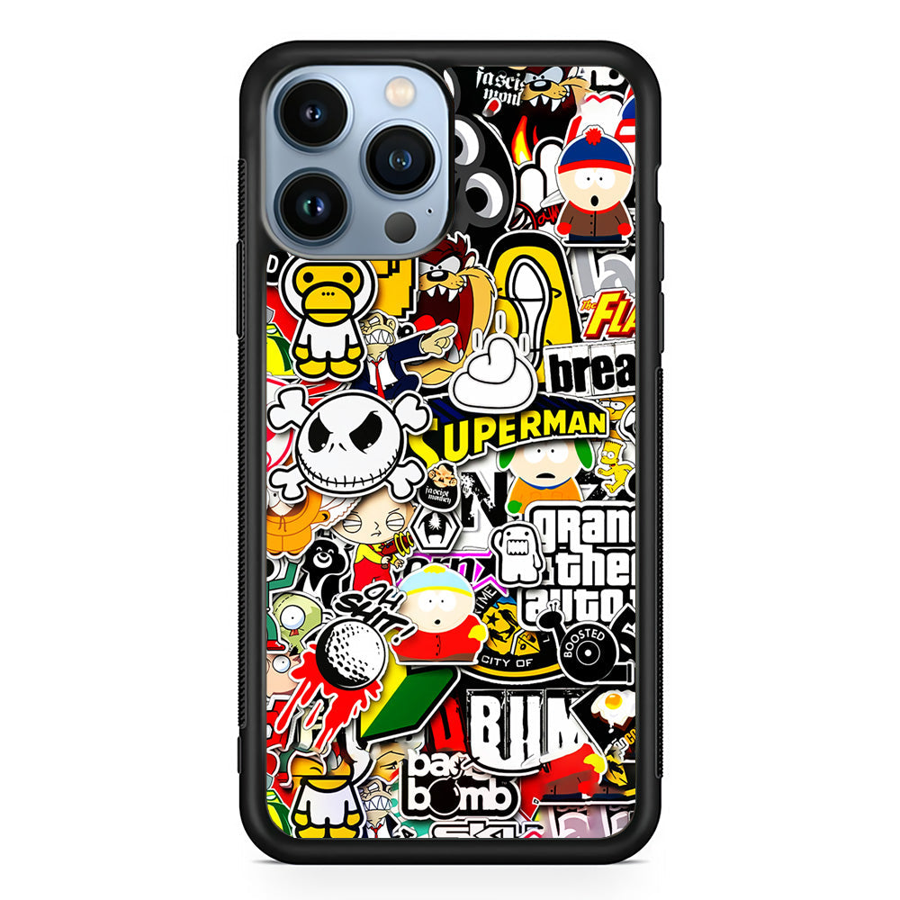Sticker Collection Image iPhone 14 Pro Case-Phone Case-Rubber Black (2D Case)-Altracase