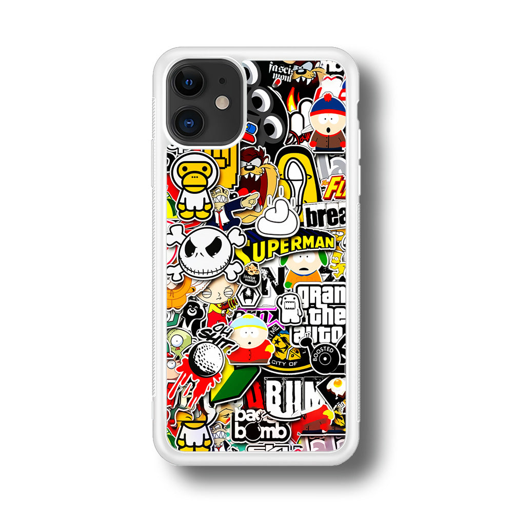 Sticker Collection Image iPhone 11 Case-Phone Case-Rubber White (2D Case)-Altracase