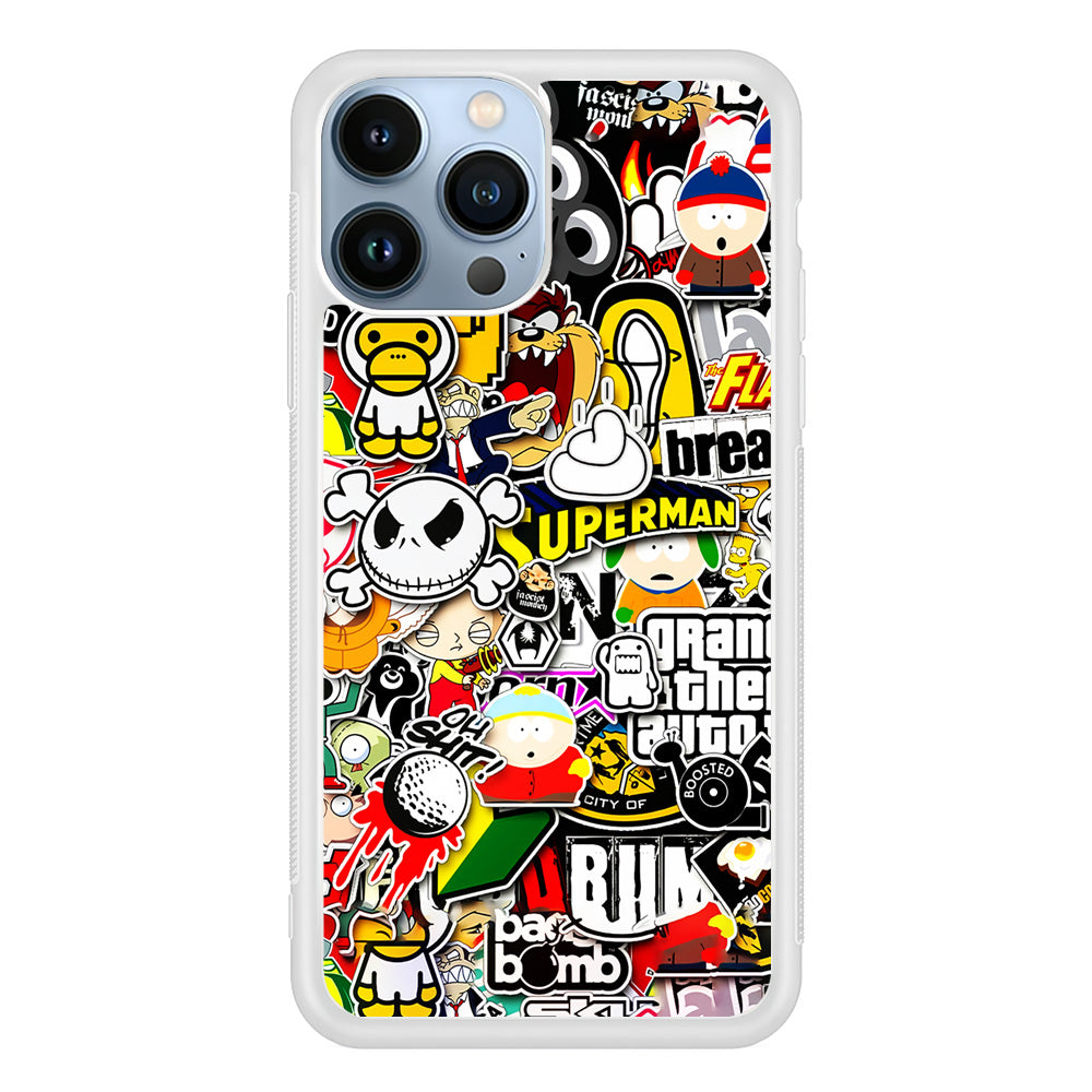 Sticker Collection Image iPhone 15 Pro Case-Phone Case-Rubber White (2D Case)-Altracase