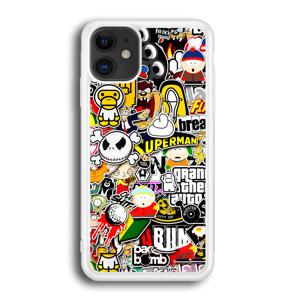 Sticker Collection Image iPhone 12 Case-Phone Case-Rubber White (2D Case)-Altracase
