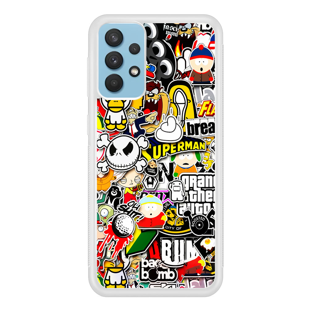 Sticker Collection Image Samsung Galaxy A32 Case-Phone Case-Rubber White (2D Case)-Altracase