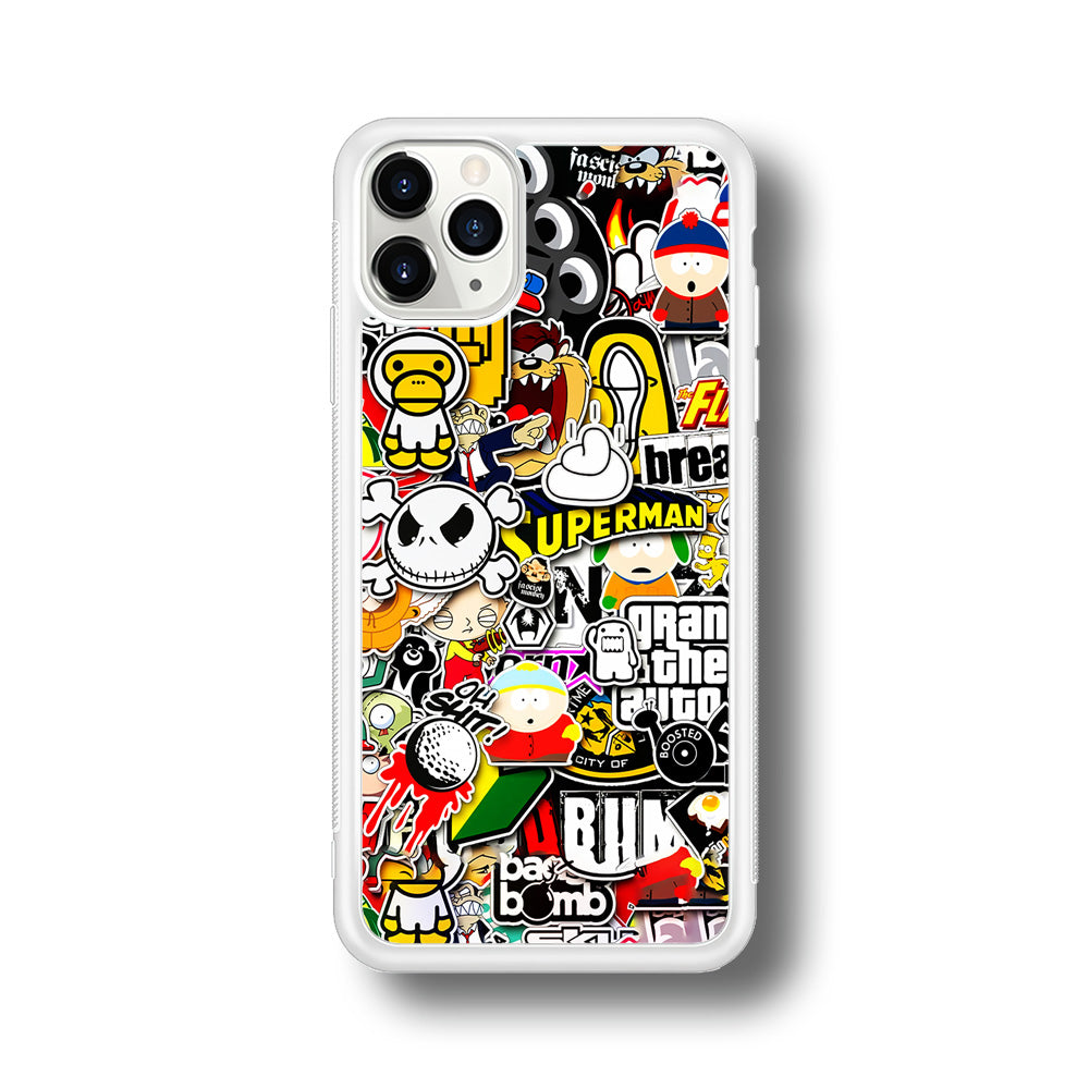 Sticker Collection Image iPhone 11 Pro Max Case-Phone Case-Rubber White (2D Case)-Altracase