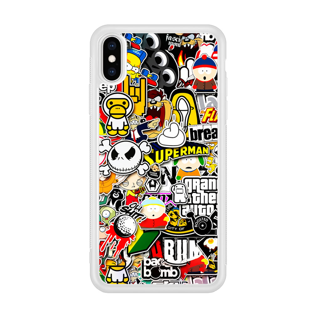 Sticker Collection Image iPhone Xs Case-Phone Case-Rubber White (2D Case)-Altracase