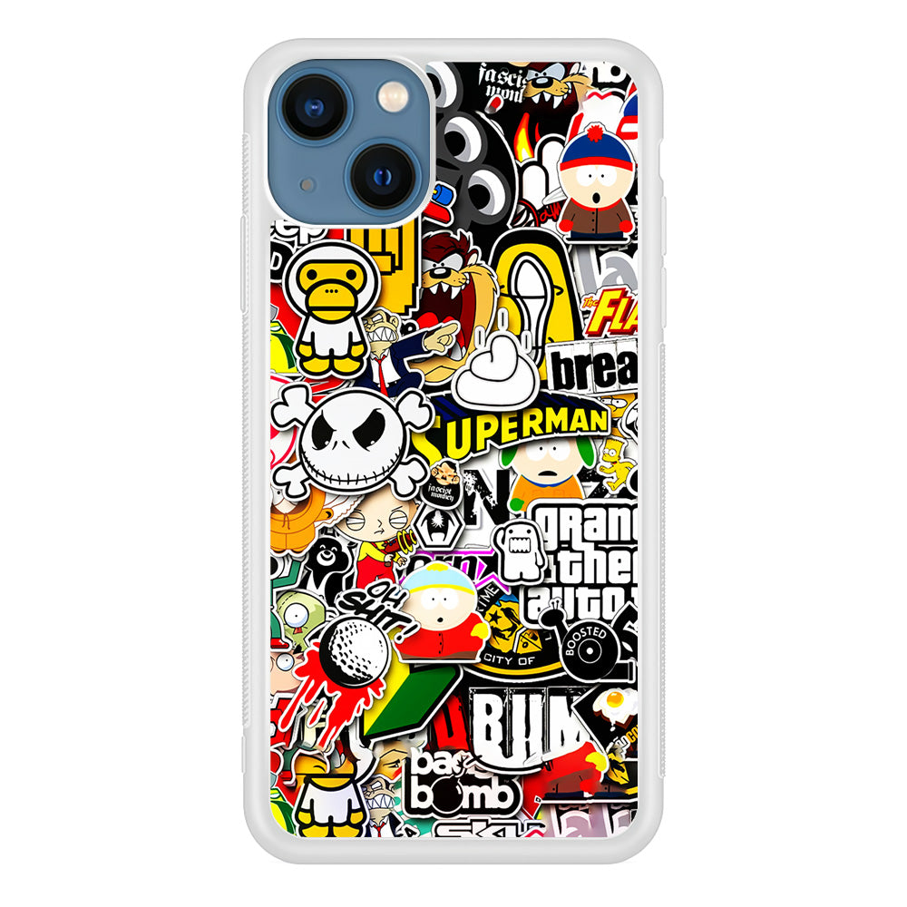 Sticker Collection Image iPhone 13 Case-Phone Case-Rubber White (2D Case)-Altracase