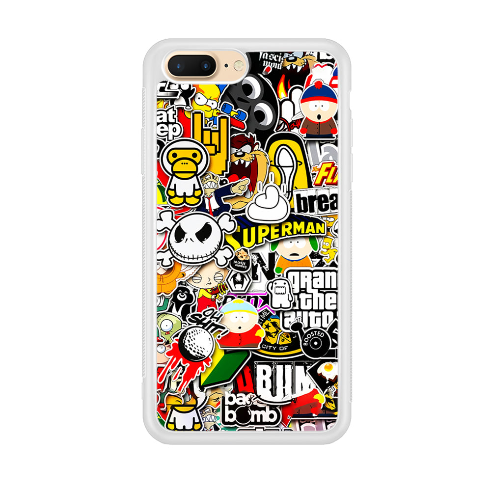 Sticker Collection Image iPhone 8 Plus Case-Phone Case-Rubber White (2D Case)-Altracase
