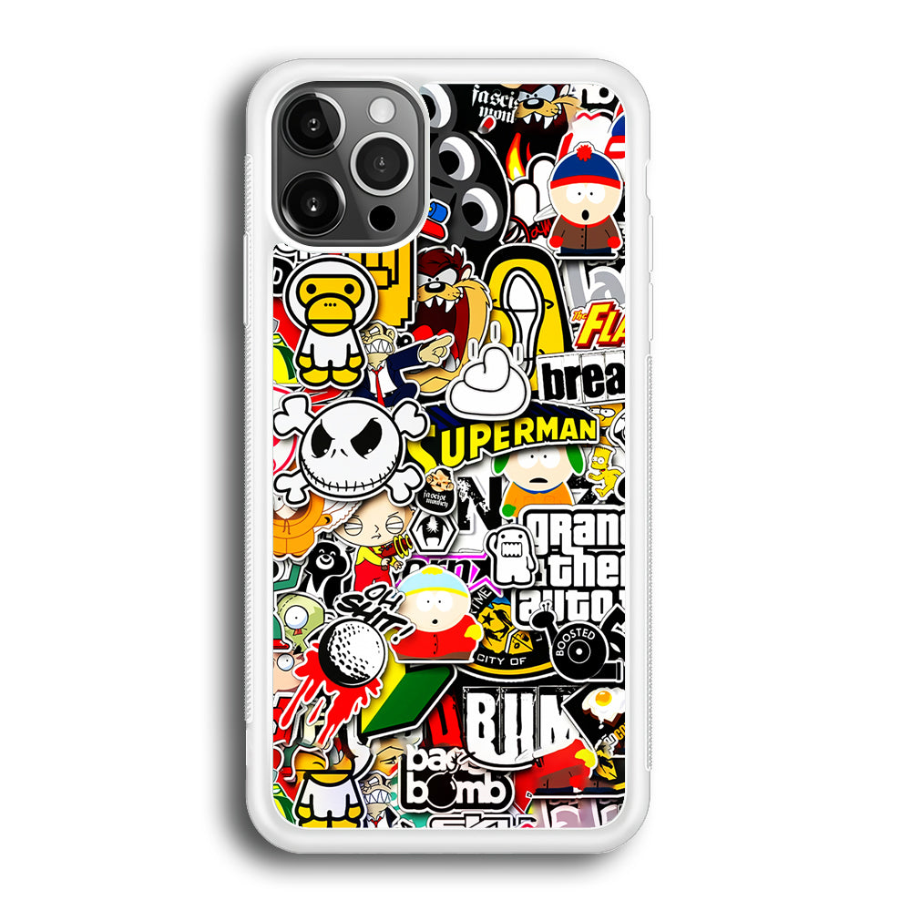 Sticker Collection Image iPhone 12 Pro Max Case-Phone Case-Rubber White (2D Case)-Altracase
