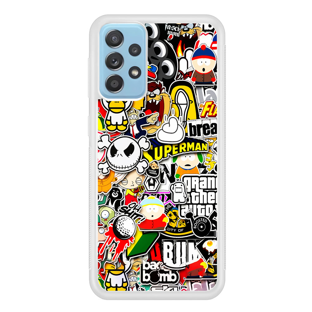 Sticker Collection Image Samsung Galaxy A72 Case-Phone Case-Rubber White (2D Case)-Altracase