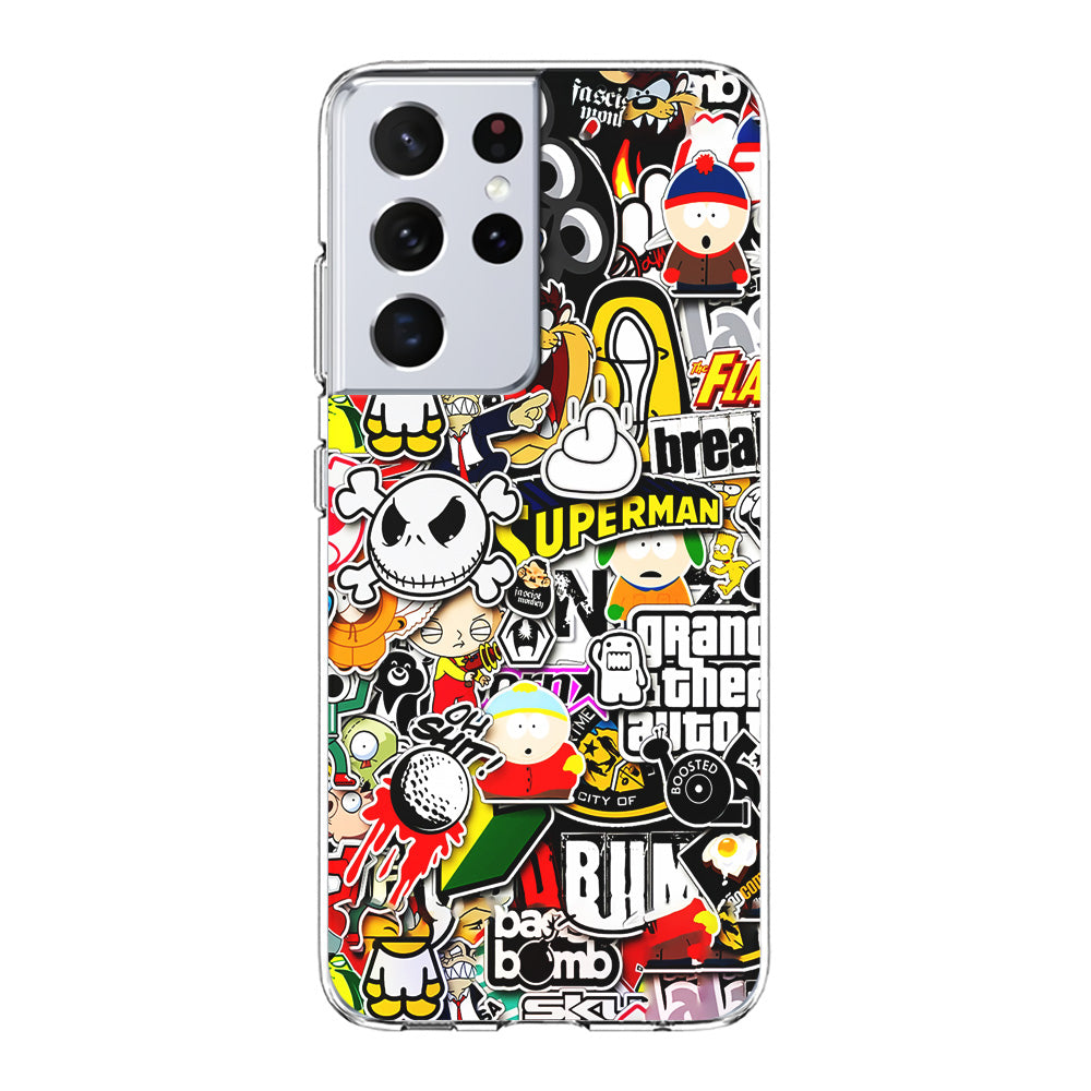 Sticker Collection Image Samsung Galaxy S21 Ultra Case-Phone Case-Clear Soft Case-Altracase