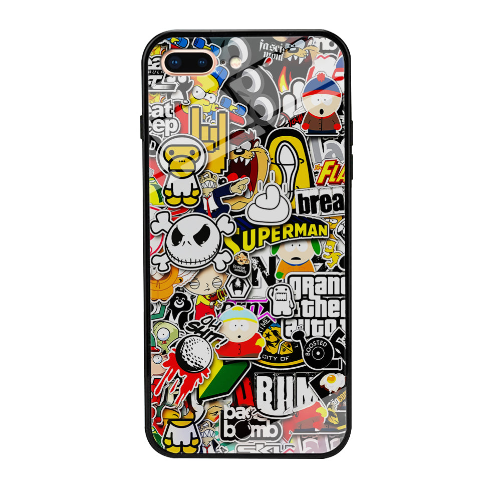 Sticker Collection Image iPhone 8 Plus Case-Phone Case-Tempered Glass Case-Altracase