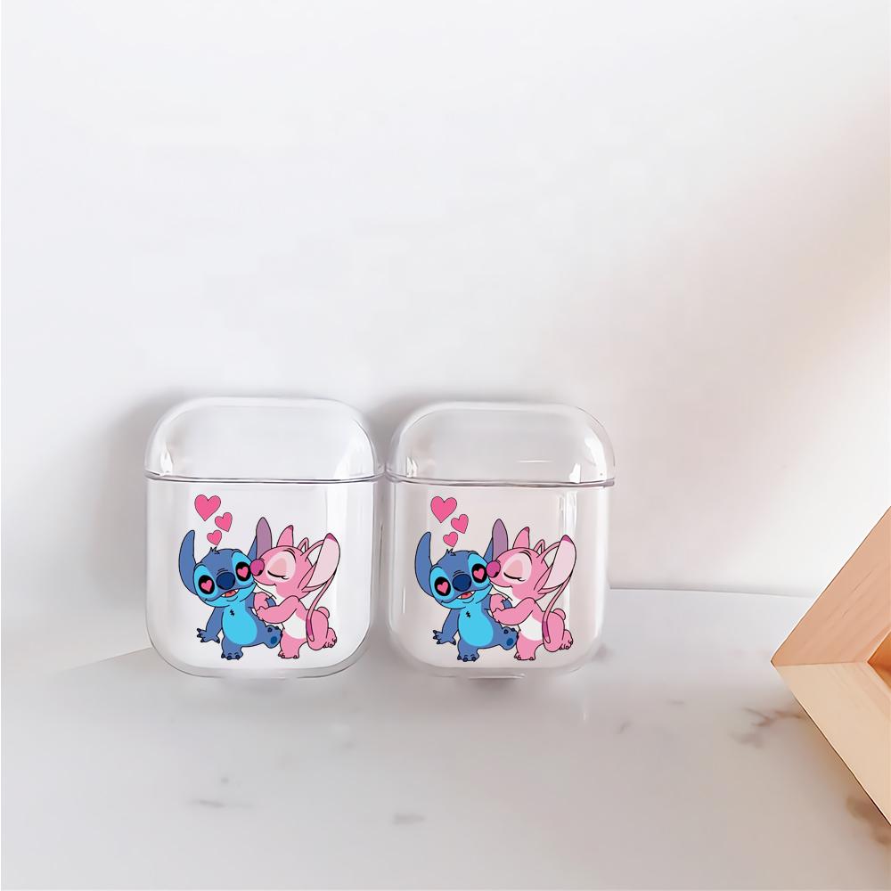 Stitch Couple Hard Plastic Protective Clear Case Cover For Apple Airpods-AirPod Case-Altracase
