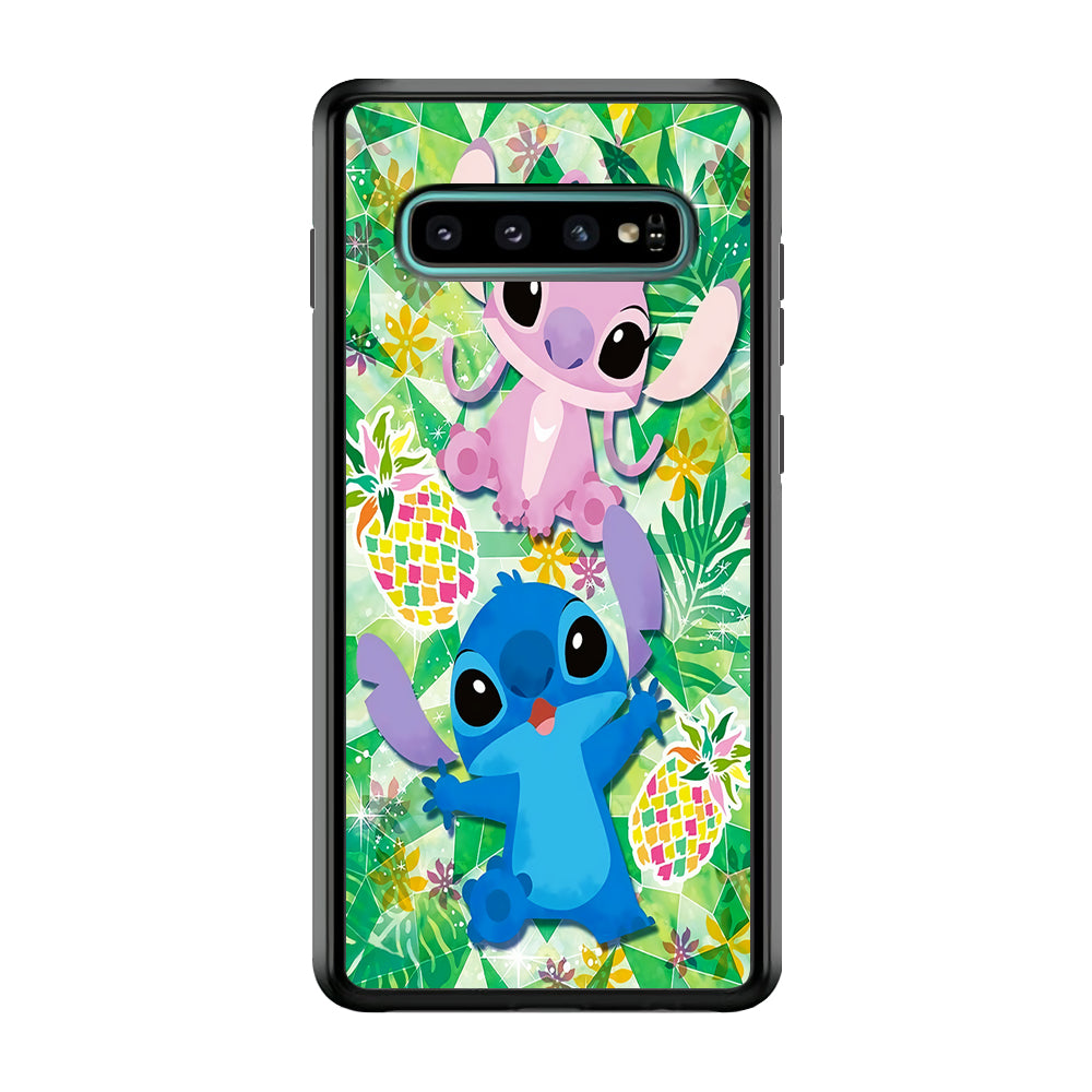 Stitch and Angel Fruit Samsung Galaxy S10 Case-Phone Case-Rubber Black (2D Case)-Altracase