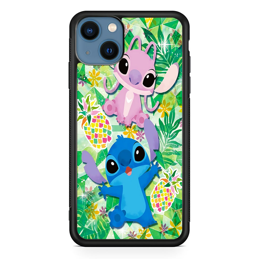 Stitch and Angel Fruit iPhone 13 Mini Case-Phone Case-Rubber Black (2D Case)-Altracase