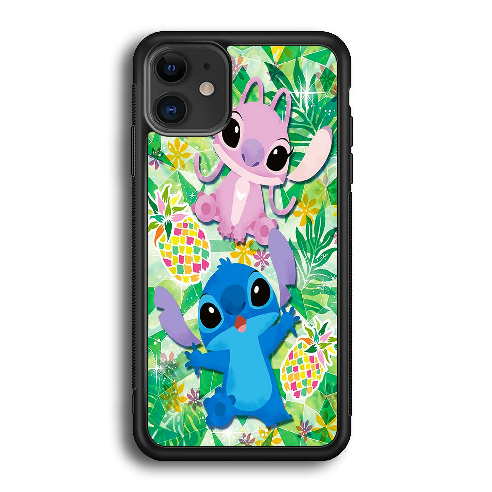 Stitch and Angel Fruit iPhone 12 Mini Case-Phone Case-Rubber Black (2D Case)-Altracase
