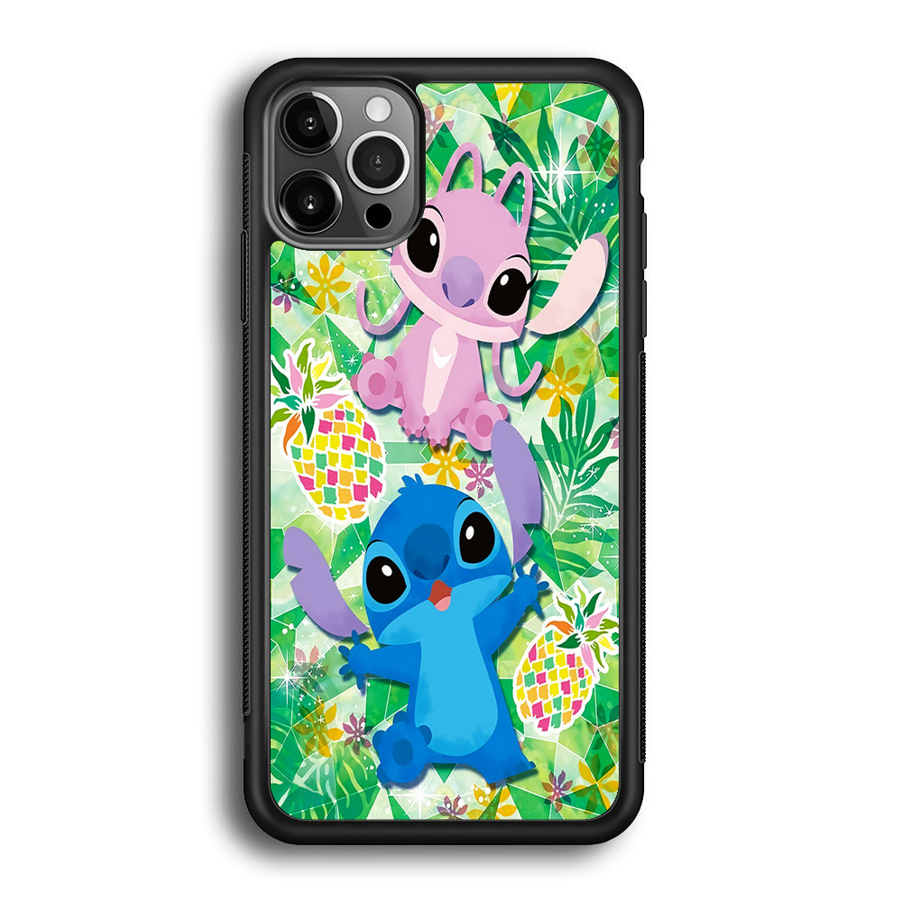 Stitch and Angel Fruit iPhone 12 Pro Max Case-Phone Case-Rubber Black (2D Case)-Altracase
