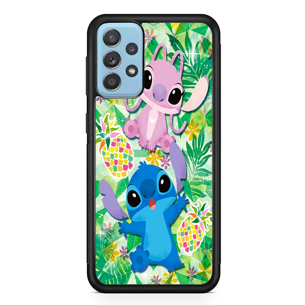 Stitch and Angel Fruit Samsung Galaxy A72 Case-Phone Case-Rubber Black (2D Case)-Altracase