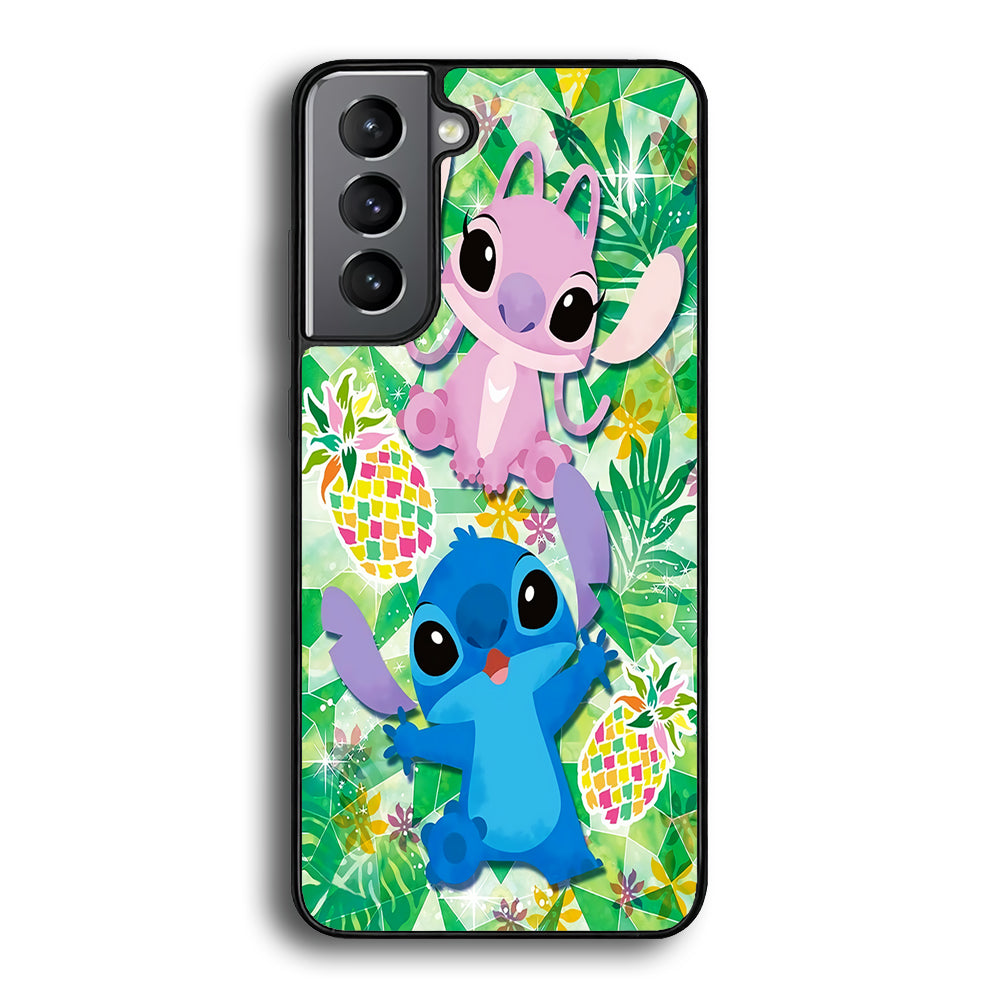 Stitch and Angel Fruit Samsung Galaxy S21 Case-Phone Case-Rubber Black (2D Case)-Altracase