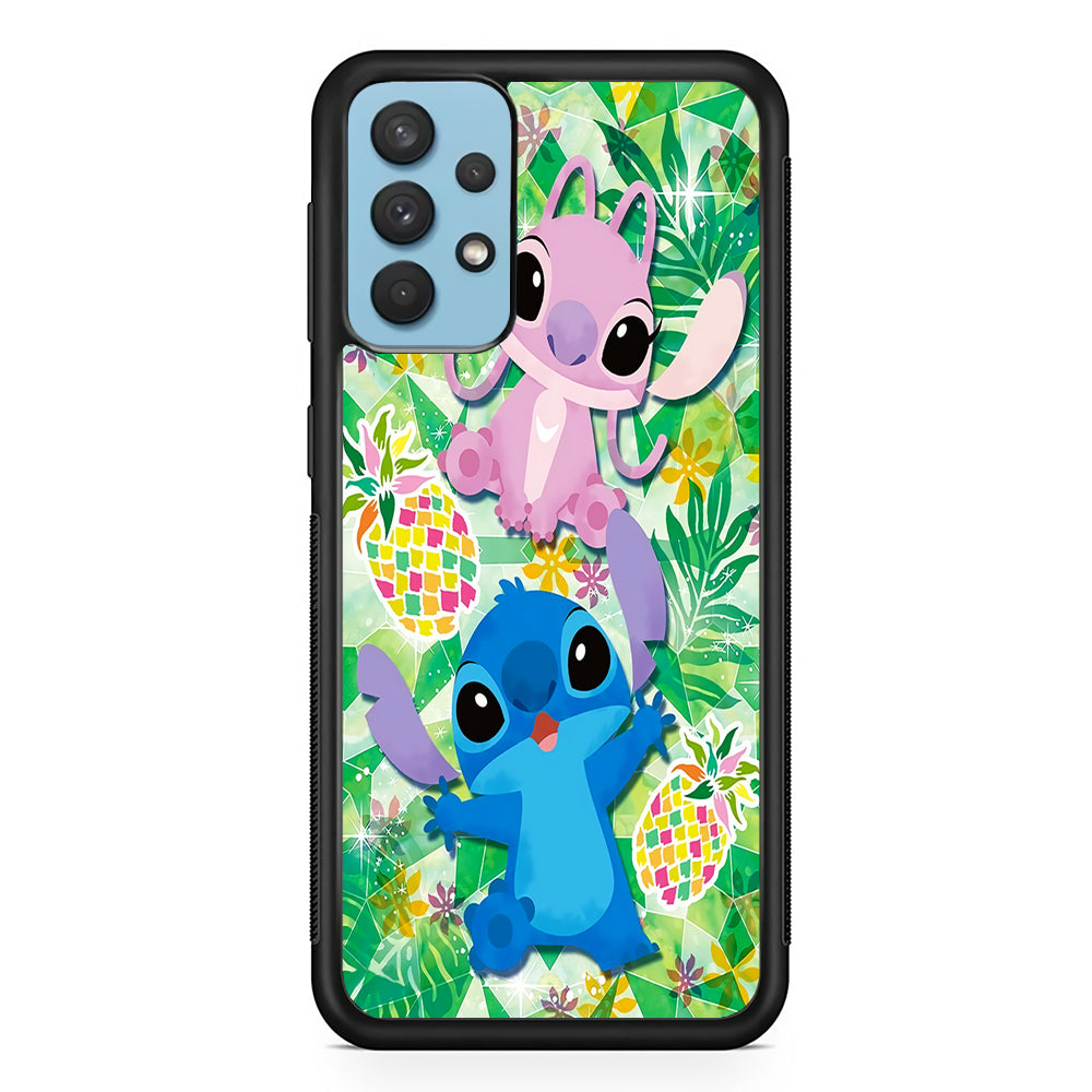 Stitch and Angel Fruit Samsung Galaxy A32 Case-Phone Case-Rubber Black (2D Case)-Altracase