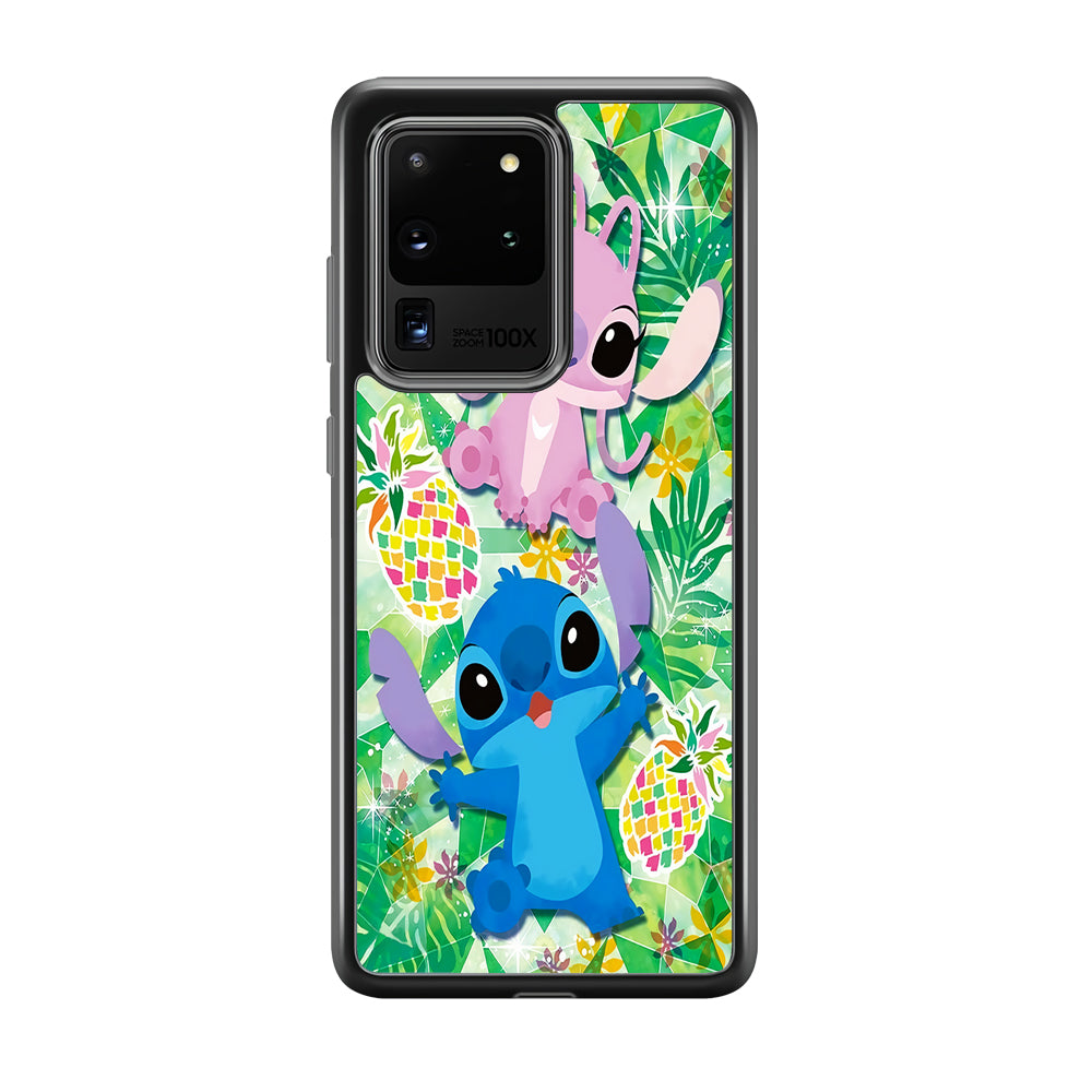 Stitch and Angel Fruit Samsung Galaxy S20 Ultra Case-Phone Case-Rubber Black (2D Case)-Altracase