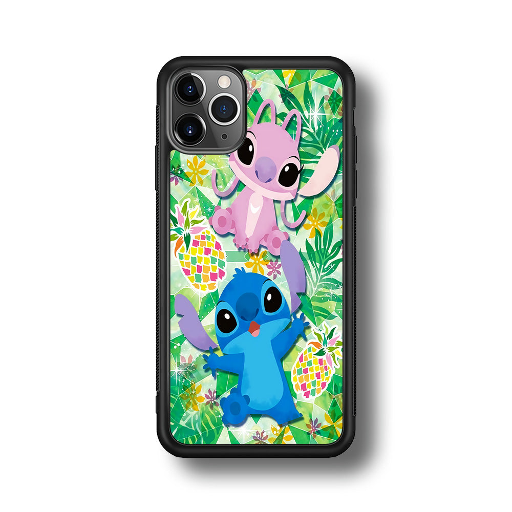 Stitch and Angel Fruit iPhone 11 Pro Max Case-Phone Case-Rubber Black (2D Case)-Altracase