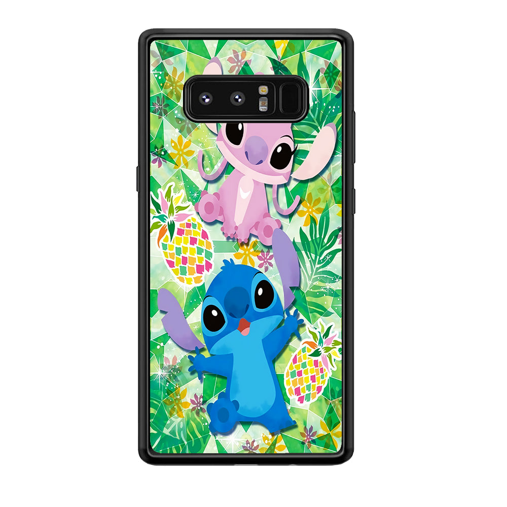 Stitch and Angel Fruit Samsung Galaxy Note 8 Case-Phone Case-Rubber Black (2D Case)-Altracase