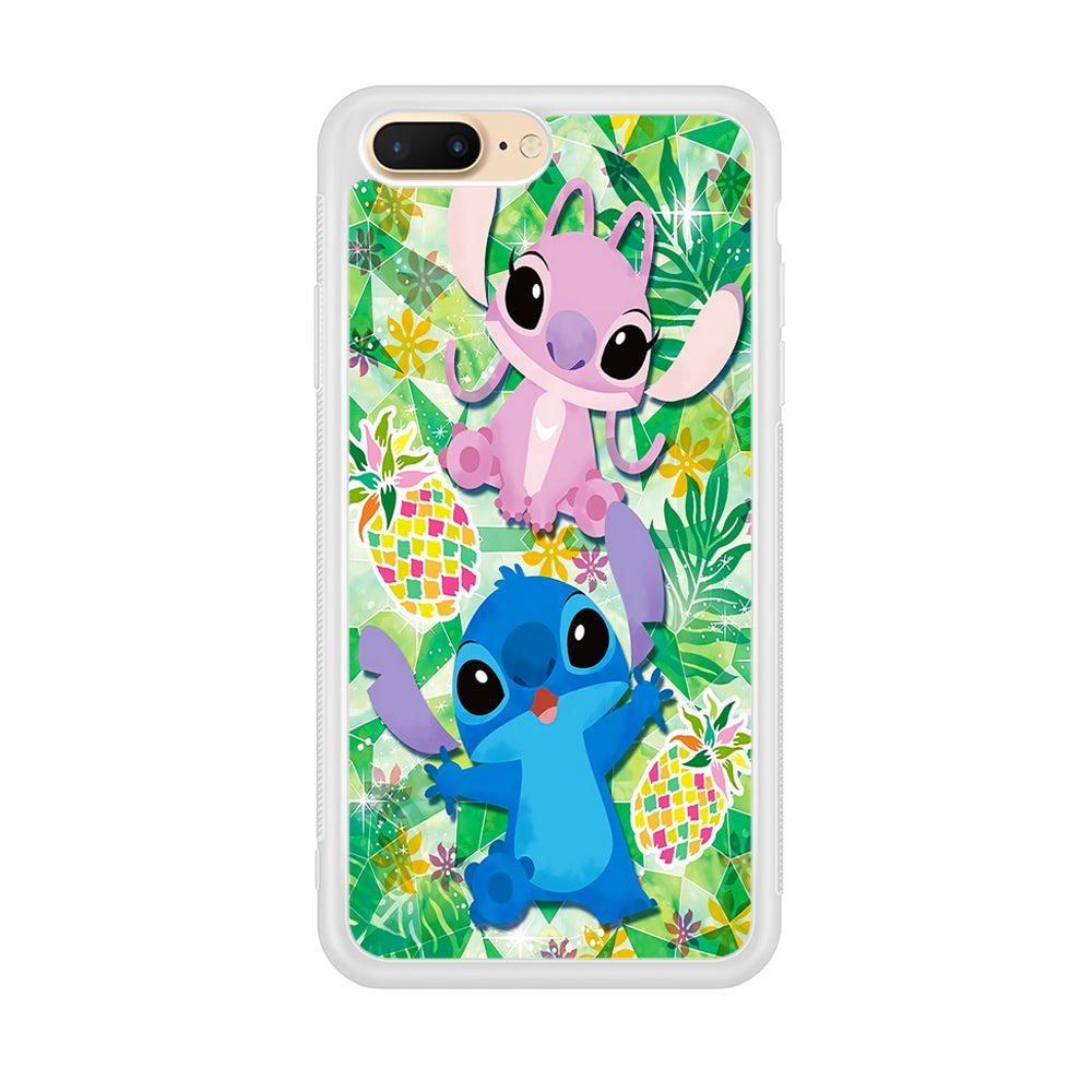 Stitch and Angel Fruit iPhone 8 Plus Case-Phone Case-Rubber White (2D Case)-Altracase