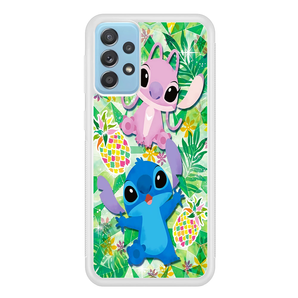 Stitch and Angel Fruit Samsung Galaxy A72 Case-Phone Case-Rubber White (2D Case)-Altracase
