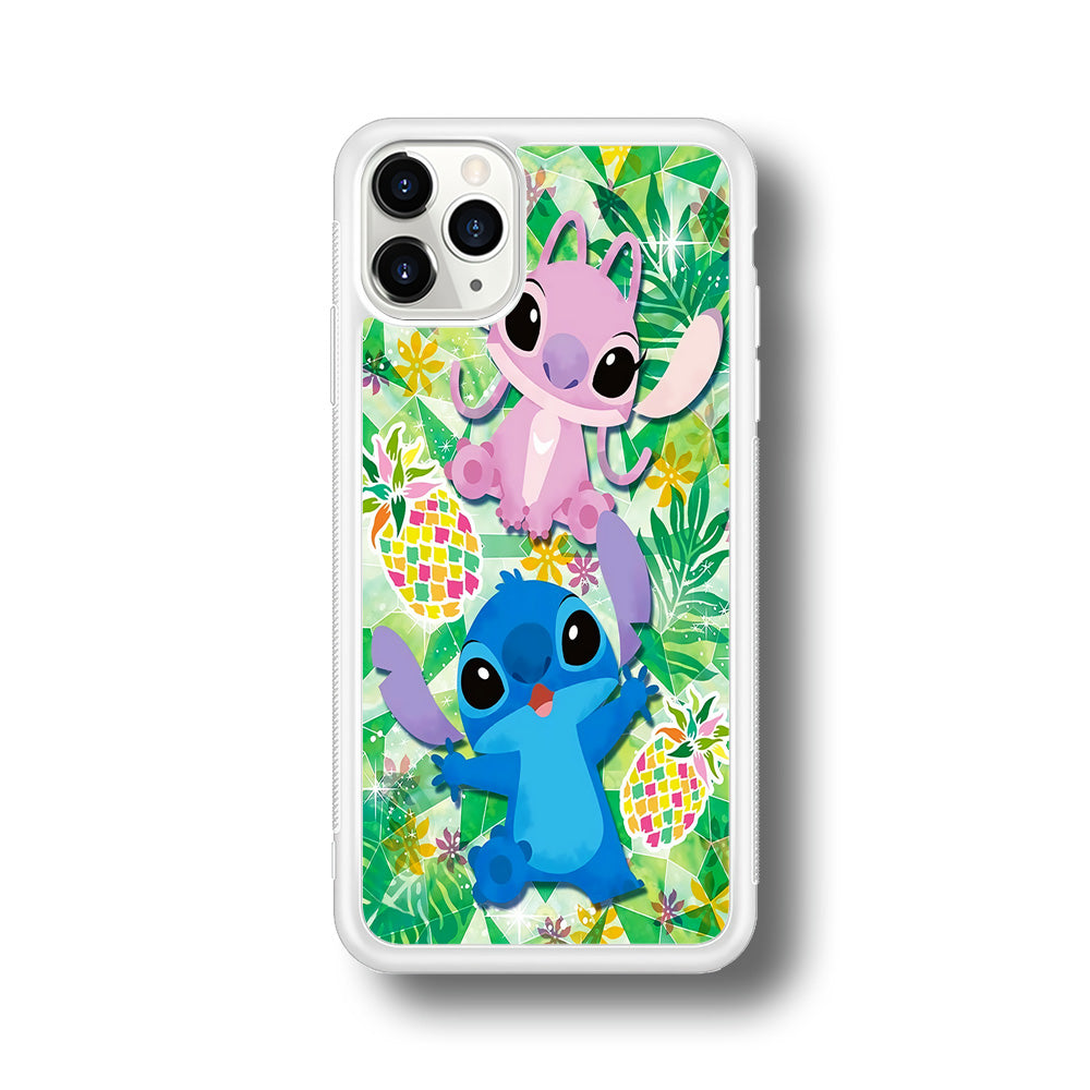 Stitch and Angel Fruit iPhone 11 Pro Max Case-Phone Case-Rubber White (2D Case)-Altracase