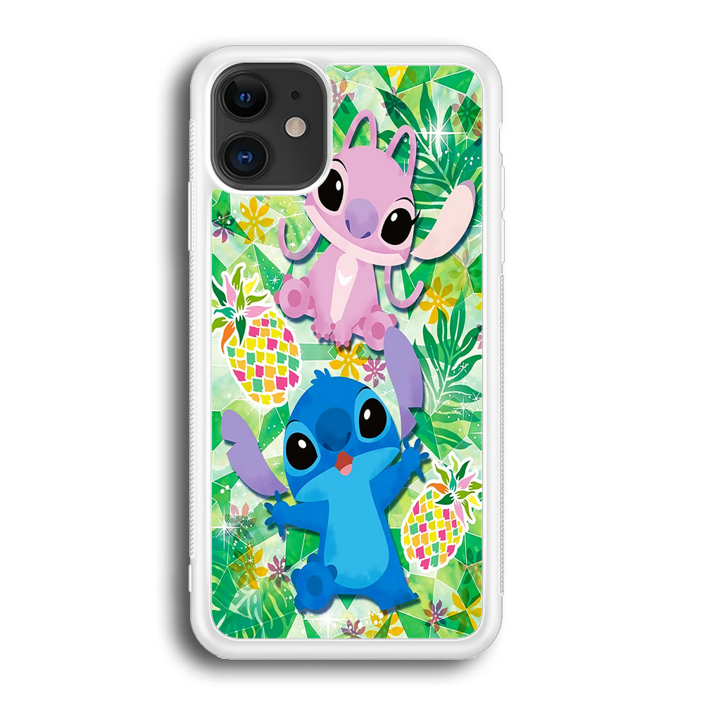 Stitch and Angel Fruit iPhone 12 Mini Case-Phone Case-Rubber White (2D Case)-Altracase