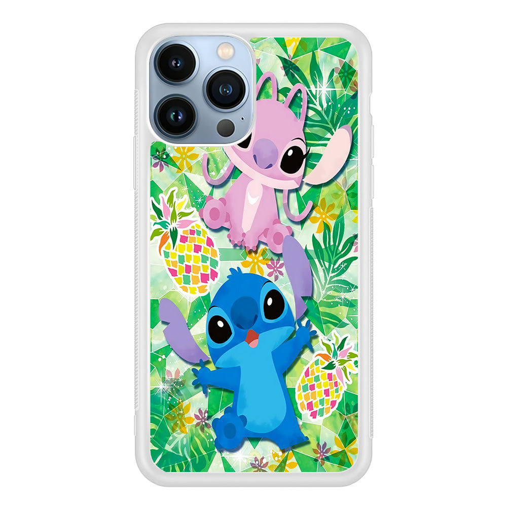 Stitch and Angel Fruit iPhone 15 Pro Case-Phone Case-Rubber White (2D Case)-Altracase