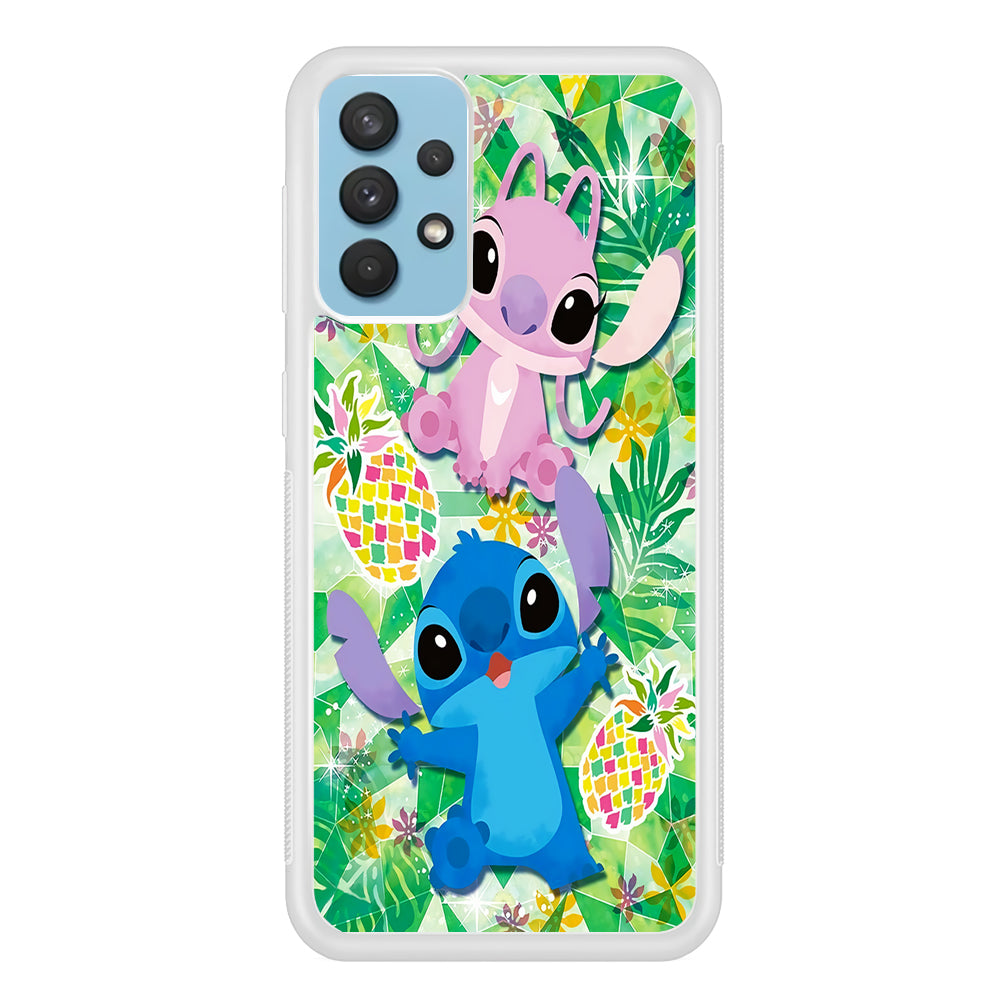 Stitch and Angel Fruit Samsung Galaxy A32 Case-Phone Case-Rubber White (2D Case)-Altracase