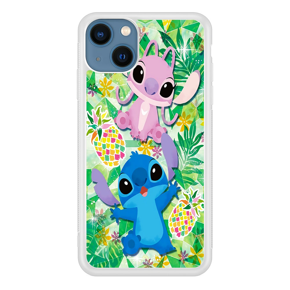 Stitch and Angel Fruit iPhone 13 Mini Case-Phone Case-Rubber White (2D Case)-Altracase