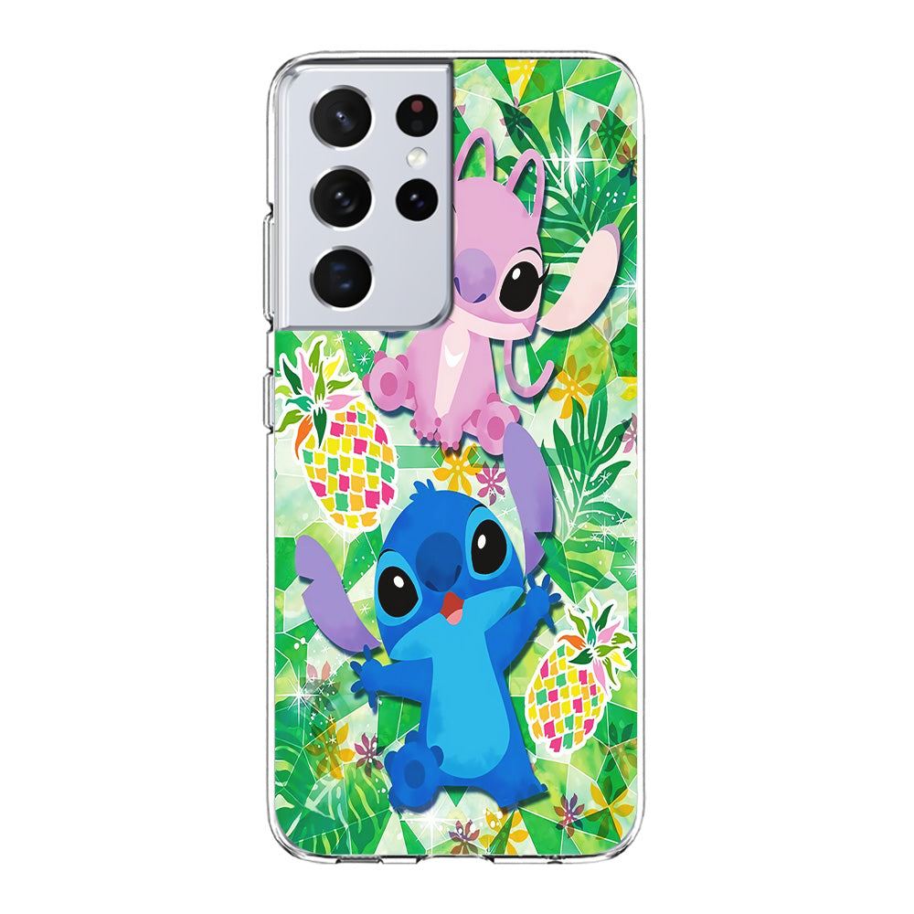 Stitch and Angel Fruit Samsung Galaxy S21 Ultra Case-Phone Case-Clear Soft Case-Altracase
