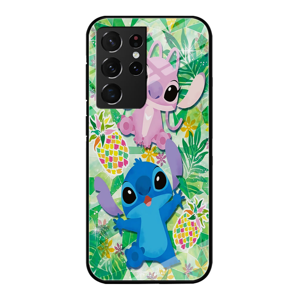 Stitch and Angel Fruit Samsung Galaxy S21 Ultra Case-Phone Case-Tempered Glass Case-Altracase