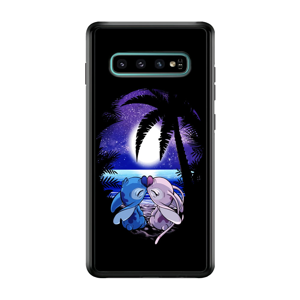 Stitch and Angel Kissing Samsung Galaxy S10 Case-Phone Case-Rubber Black (2D Case)-Altracase