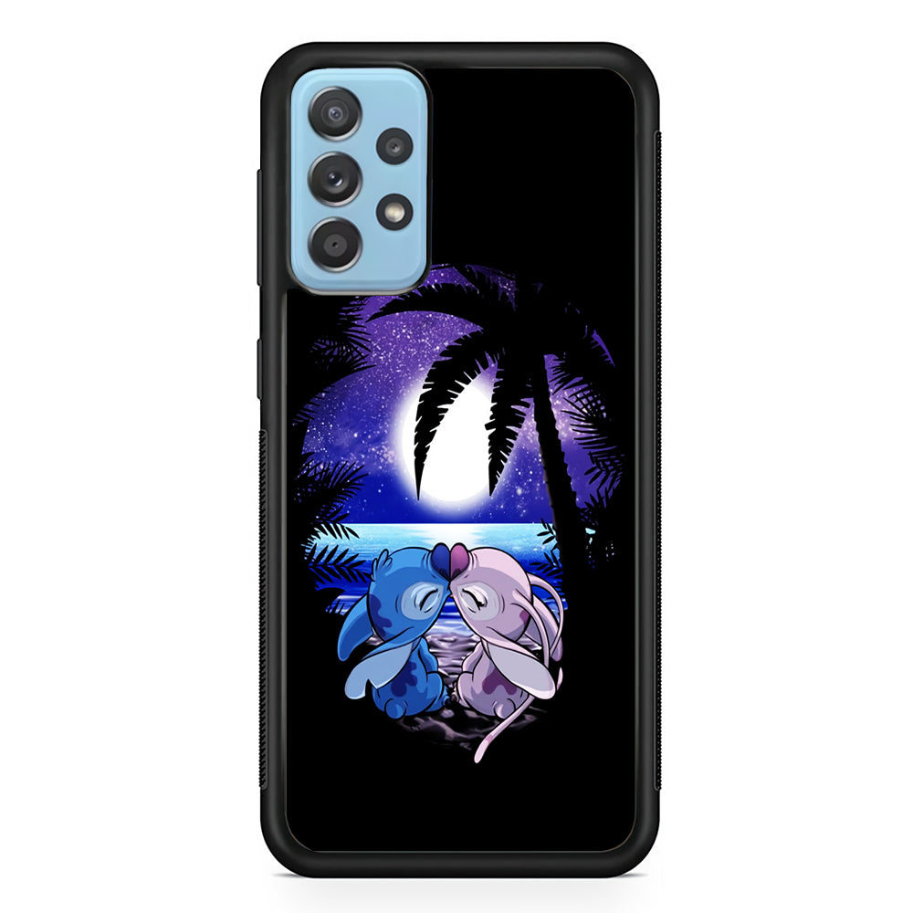 Stitch and Angel Kissing Samsung Galaxy A72 Case-Phone Case-Rubber Black (2D Case)-Altracase
