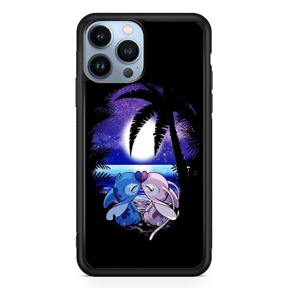 Stitch and Angel Kissing iPhone 13 Pro Case-Phone Case-Rubber Black (2D Case)-Altracase