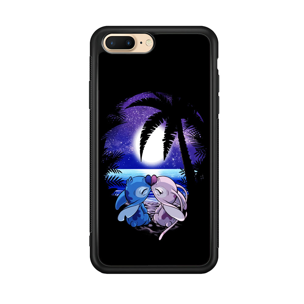 Stitch and Angel Kissing iPhone 8 Plus Case-Phone Case-Rubber Black (2D Case)-Altracase