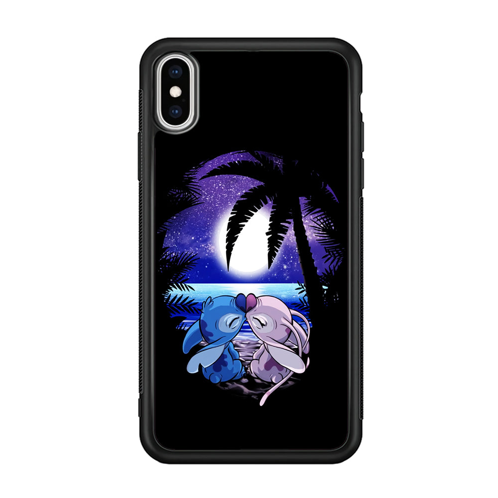 Stitch and Angel Kissing iPhone X Case-Phone Case-Rubber Black (2D Case)-Altracase