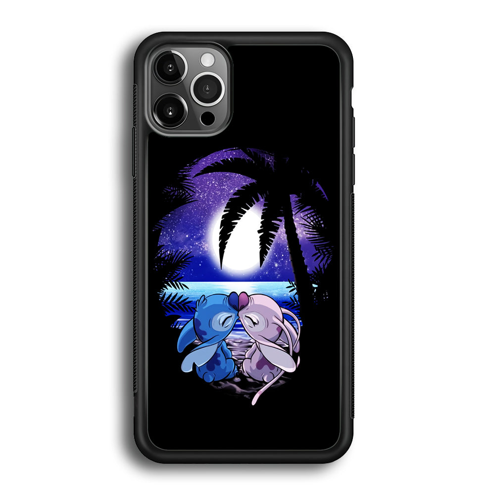 Stitch and Angel Kissing iPhone 12 Pro Max Case-Phone Case-Rubber Black (2D Case)-Altracase
