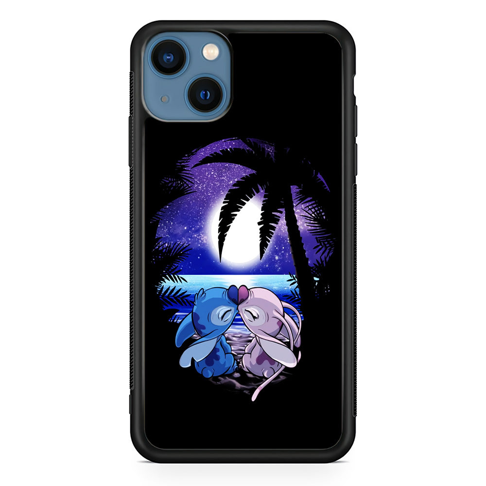 Stitch and Angel Kissing iPhone 13 Mini Case-Phone Case-Rubber Black (2D Case)-Altracase