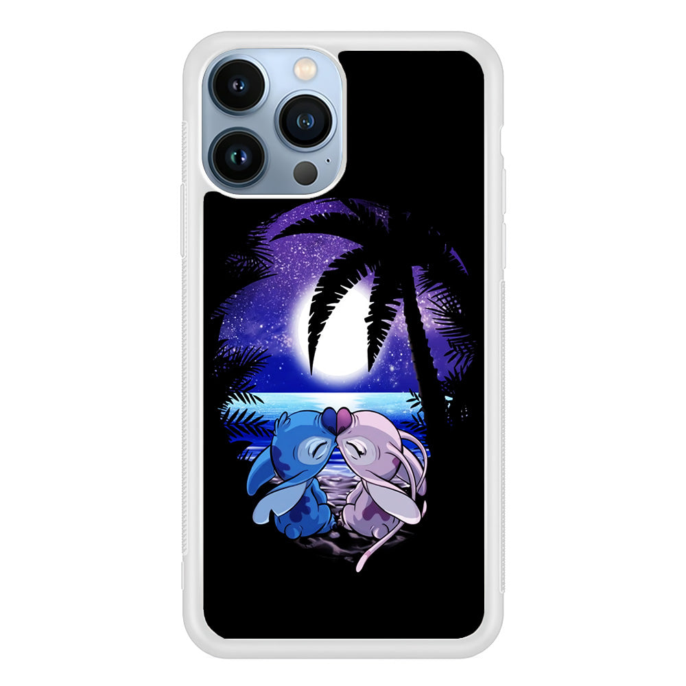 Stitch and Angel Kissing iPhone 13 Pro Case-Phone Case-Rubber White (2D Case)-Altracase