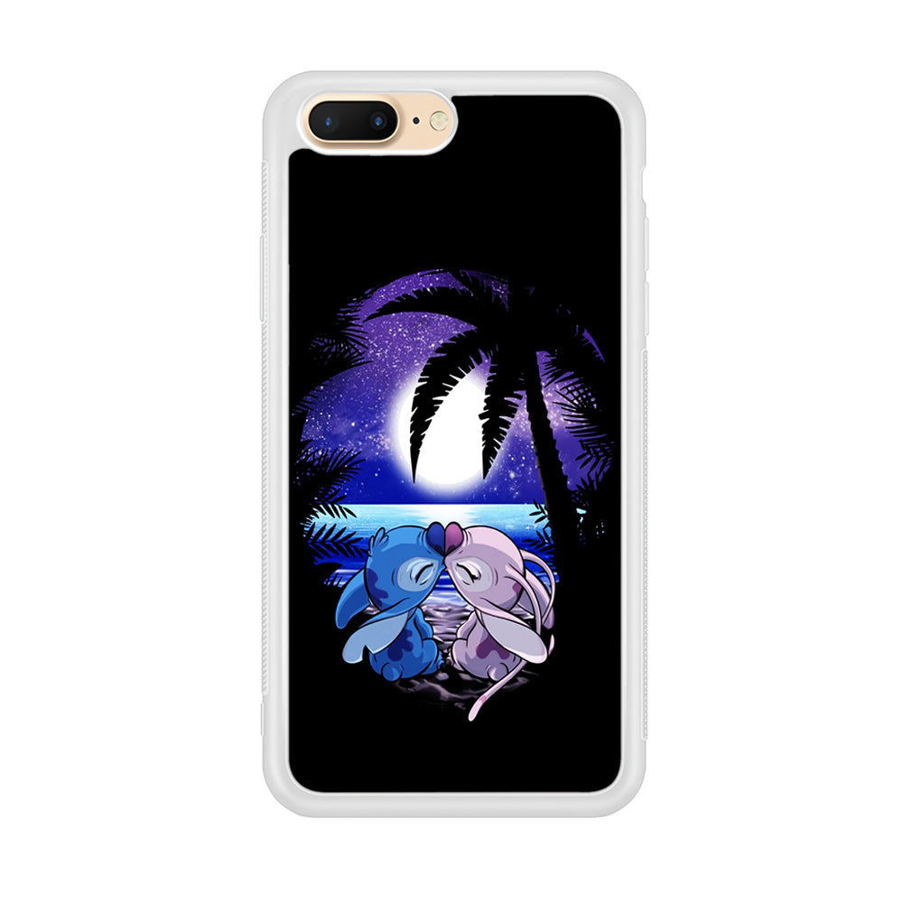 Stitch and Angel Kissing iPhone 8 Plus Case-Phone Case-Rubber White (2D Case)-Altracase