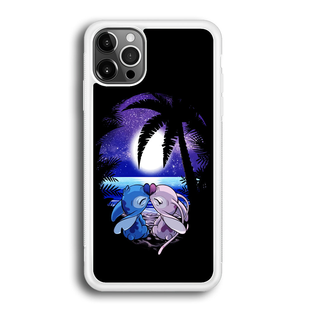 Stitch and Angel Kissing iPhone 12 Pro Max Case-Phone Case-Rubber White (2D Case)-Altracase